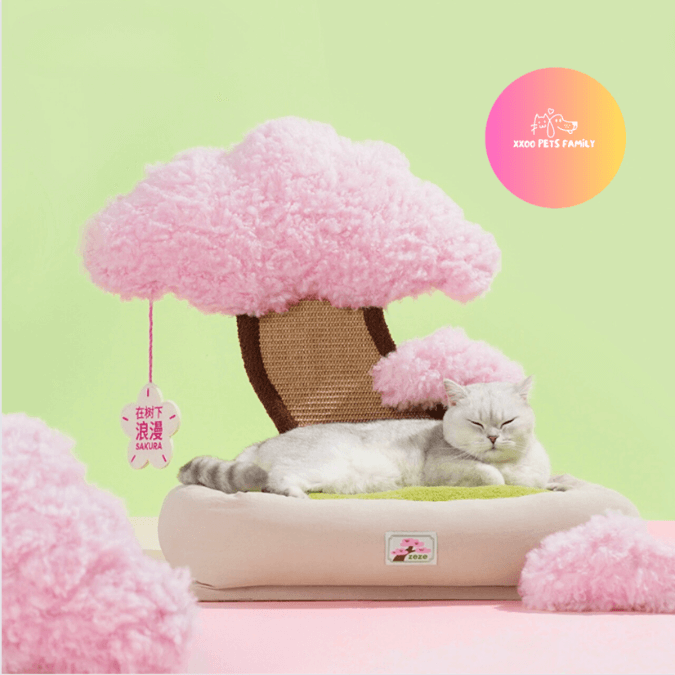 Pink fluffy cat 2024 beds